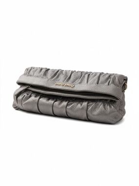 Miu Miu Style Ruched Leather Clutch